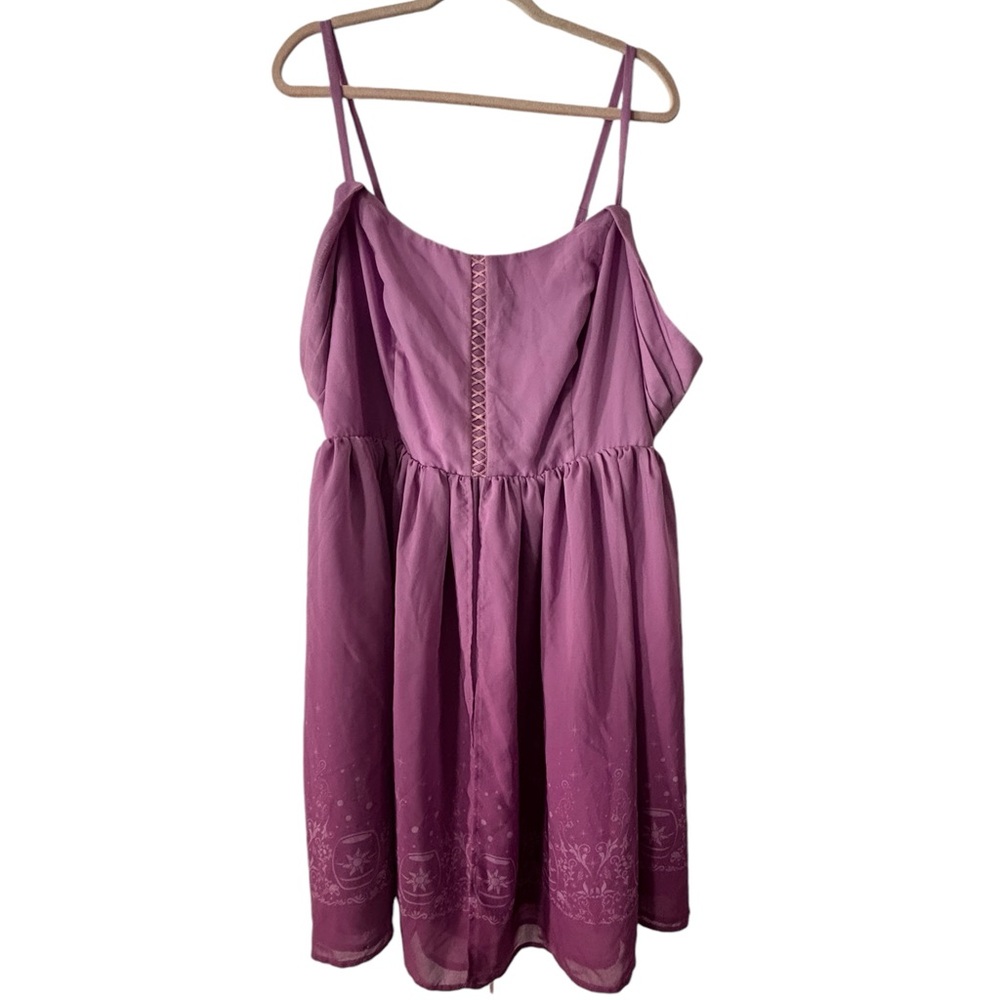 Disney Lavender Off-Shoulder Lace-Up Skater Dress - Picture 5 of 15